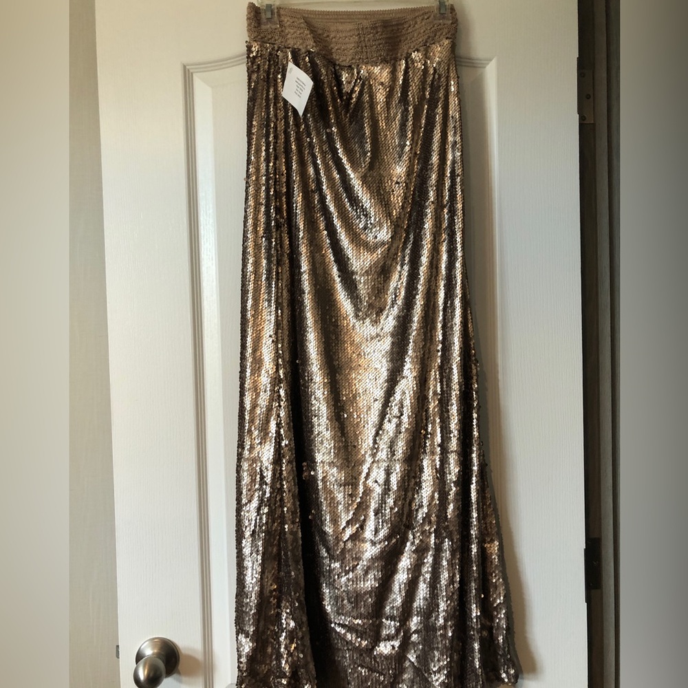 NWT Rose Gold Sequin Long Skirt
